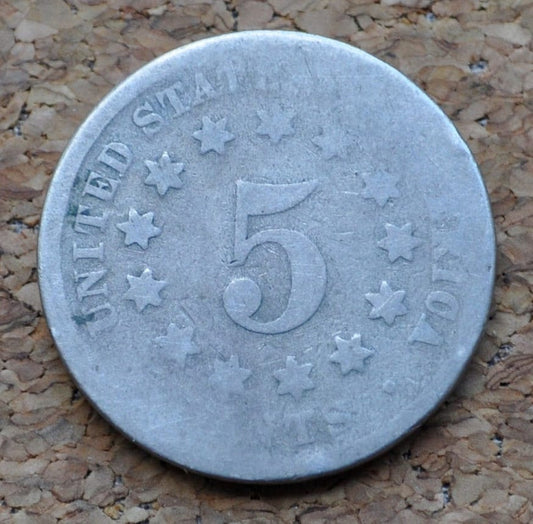 1873 Shield Nickel Close 3 - Fair Condition (heavy wear) - 1873 Nickel - Closed 3 Variety - Shield Type Nickel 1800's - Date is visible