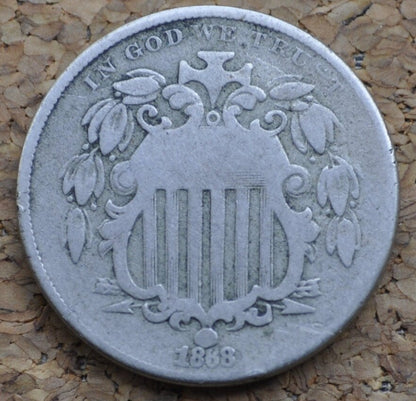 1868 Shield Nickel - VG (Very Good) Condition - 1868 Nickel - Shield Type Nickel 1800's - Shield Nickels