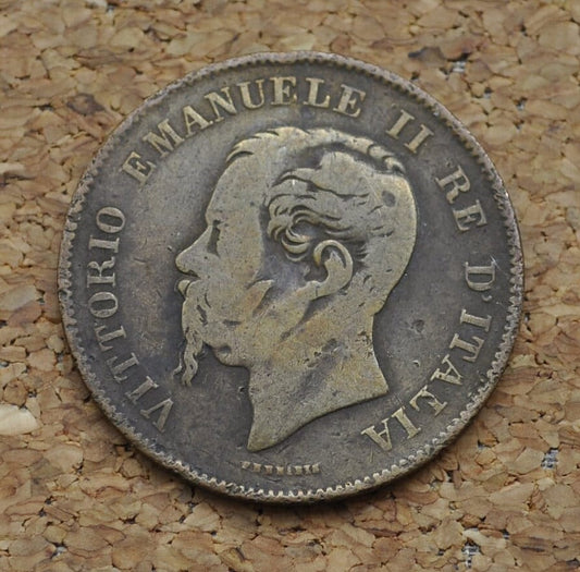 1861 5 Centesimi Italian Coin - Great Condition - Victor Emmanuel II - Unique Find - Italy 1861 5 Cent Coin 1861 Italian Coin 1861 M