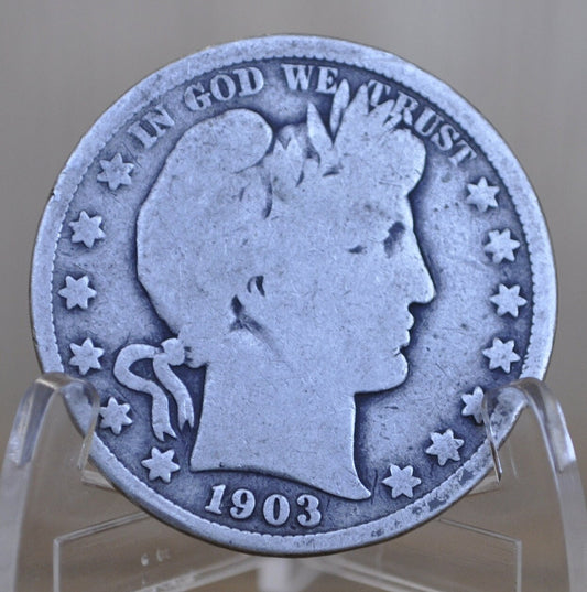 1903 Barber Silver Half Dollar - G (Good) Grade - Philadelphia Mint - 1903 P Silver Half Dollar - 1903 Barber - 1903 P Half Dollar