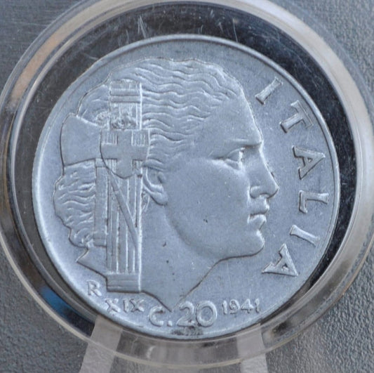 1941 Italian 20 Cent Coin - Victor Emmanuel III - Italy Twenty Cent Coin 1941 20 Centesimi - Kingdom of Italy - XF