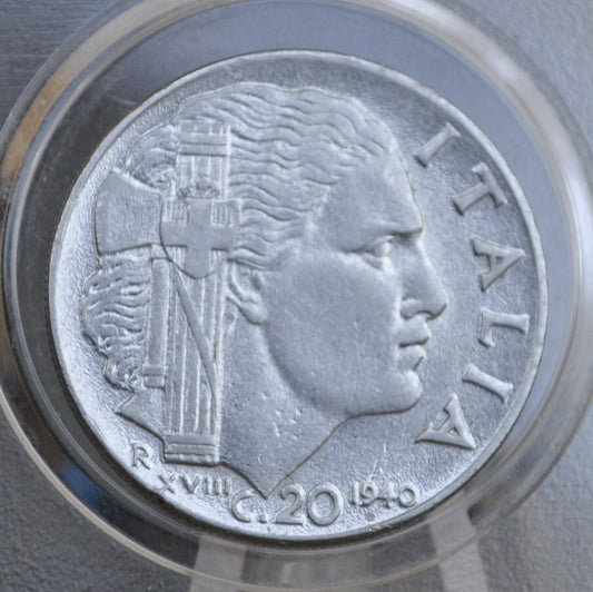 1940 Italian 20 Cent Coin - Victor Emmanuel III - Italy Twenty Cent Coin 1940 20 Centesimi - Kingdom of Italy - XF