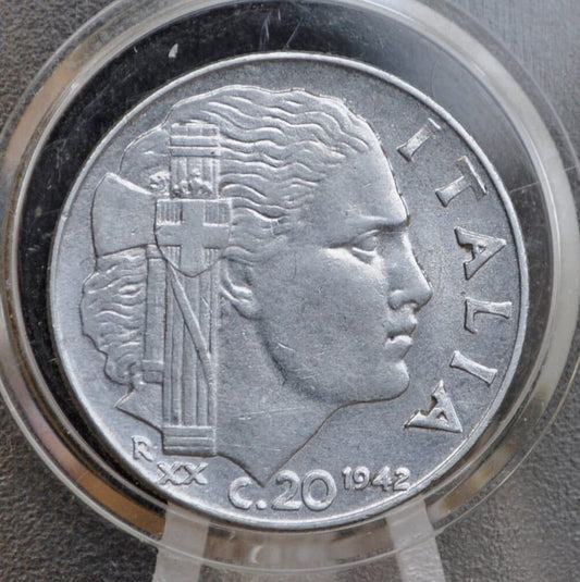 1942 Italian 20 Cent Coin - Victor Emmanuel III - Italy Twenty Cent Coin 1942 20 Centesimi - Kingdom of Italy - XF