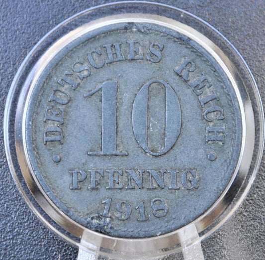 1918 German 10 Pfennig Deutsches Reich  - Great condition - Second Reich of Germany 1918 - WWI Era German Coin - Ten Pfennig 1918