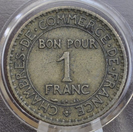 1920's French 1 Franc Coin - Choose by Date - Great Condition - One Franc Coin French Coin Bon Pour 1 Franc - "Commerce Industrie"