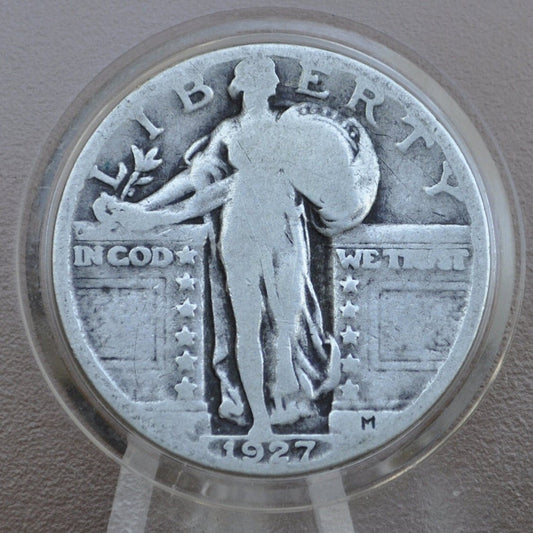 1927 Standing Liberty Silver Quarter - G-VG (Good to Very Good) Grade / Condition - Liberty Quarter 1927 Quarter 1927 Silver Quarter