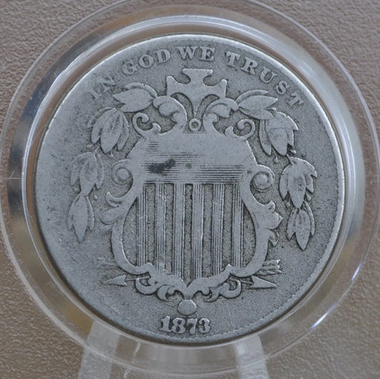 1873 Shield Nickel Open 3 - F (Fine) Grade / Condition - 1873 Nickel Open 3 Variety - Shield Type Nickel 1800's - Great Date & Grade