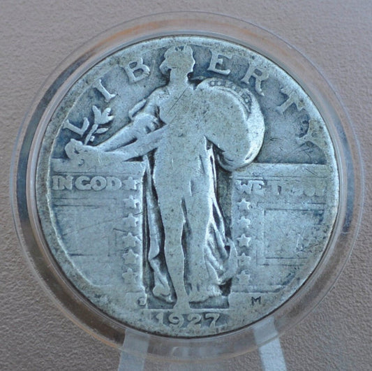 1927 D Standing Liberty Silver Quarter - G (Good) Grade / Condition - Silver Coin - Liberty Standing Quarter 1927D