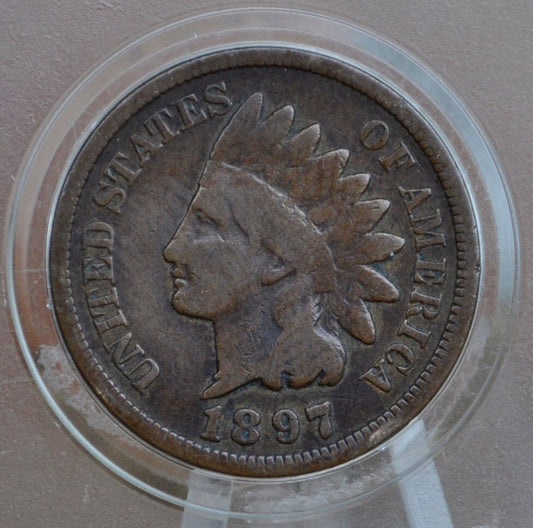 1897 Indian Head Penny - G-VG (Good to Very Good) Grade / Condition - Indian Head Cent 1897