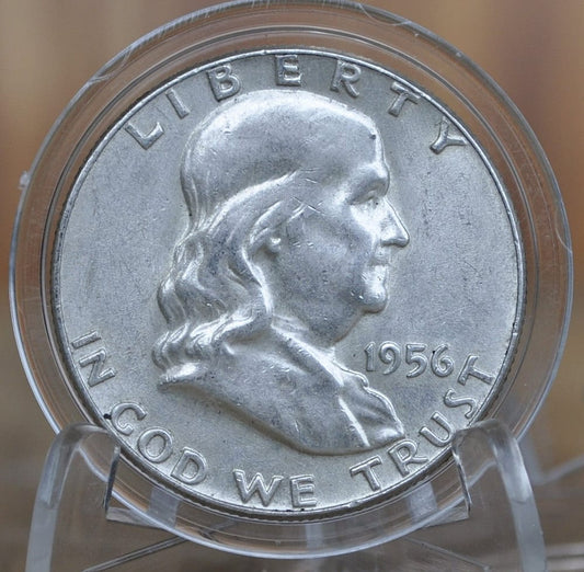 1956 Franklin Half Dollar- XF/AU (Extra Fine to About Uncirculated) - Good Date - 1956P Silver Half Dollar - Philadelphia Mint