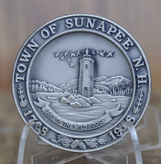 Sunapee NH Bicentennial Medal - Sterling Silver - Town of Sunapee New Hampshire Anniversary Medal - First Horseless Carriage  NH Town Medals