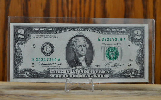 1976 2 Dollar Bill - Choose by Condition (Extremely Fine to Uncirculated) Grades / Conditions - Two Dollar Bill 1976 US 2 Dollar Bill