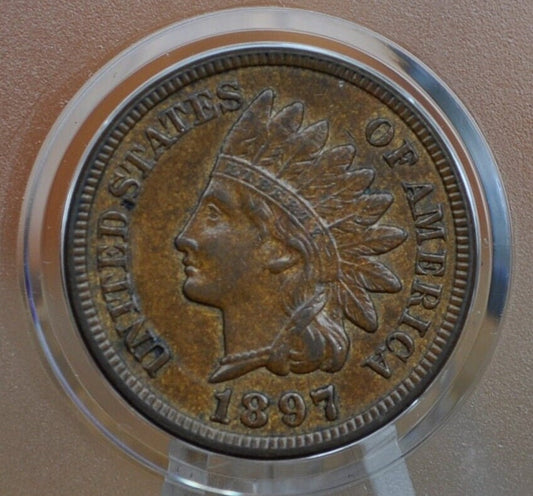 1897 Indian Head Penny - XF-AU (Extremely Fine to About Uncirculated) Condition, Choose by Grade - 1897 Indian Head Cent - Good Date