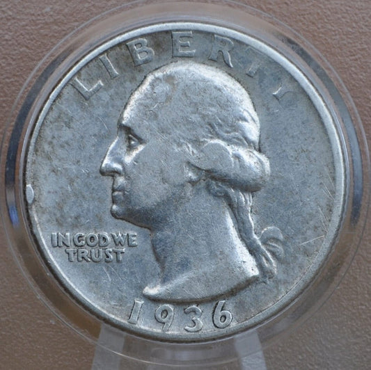 1936 D Washington Silver Quarter - G-XF (Good to Extremely Fine); Choose by Grade - Denver Mint - 1936D Quarter D Mint Mark Quarter 1936-D