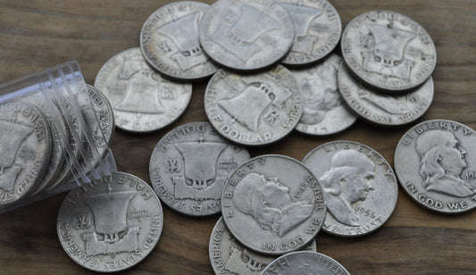 Full Roll of Franklin Half Dollars - Mixed Grades - 20 Silver Half Dollars - 1940s, 1950's, 1960's Ben Franklin Silver Half Dollar