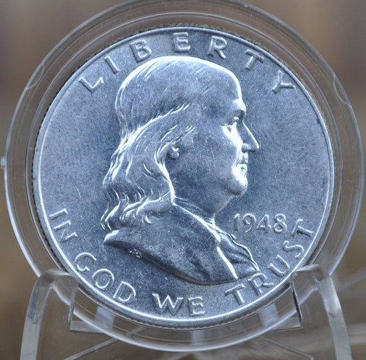 1948-D Franklin Half Dollar - F-XF (Fine to Extremely Fine) Grade / Condition - Silver Half Dollar - 1948D Ben Franklin Half Dollar - 1948 D