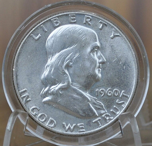 1960 P&D Franklin Silver Half Dollar - 1960 P Franklin Half Dollar 1960 D - Denver + Philadelphia Mints - 1960 Half Dollars