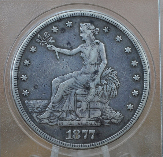 1877 Trade Dollar - VF20 (Very Fine) Grade / Condition - 1877 Authentic US Trade Dollar 1877 P Silver US Trade Dollar