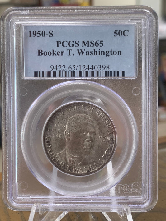 1950 S PCGS MS65 Booker T. Washington 50C - PCGS Graded, Certified and Slabbed - Commemorative Fifty Cents RARE Great Condition