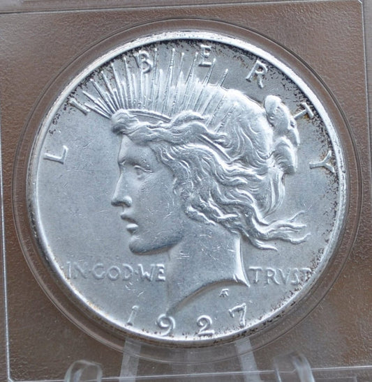 1927 Peace Silver Dollar - AU58 (About Uncirculated) Grade / Condition -Philadelphia Mint- 1927 P Silver Dollar 1927P Peace Dollar Key Date