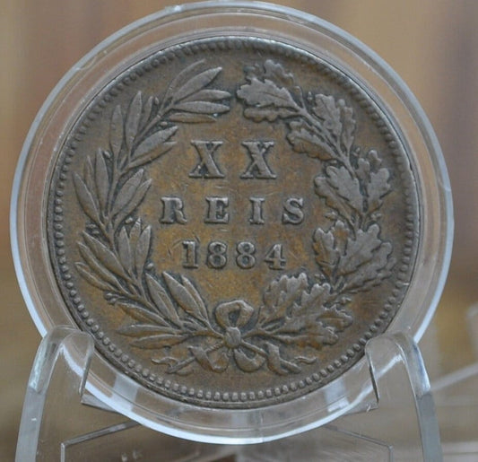 1884 Portuguese 20 Reis Portugal - Republica Portugesa Twenty Reis XX Ried 1884 - Old Portuguese Coin