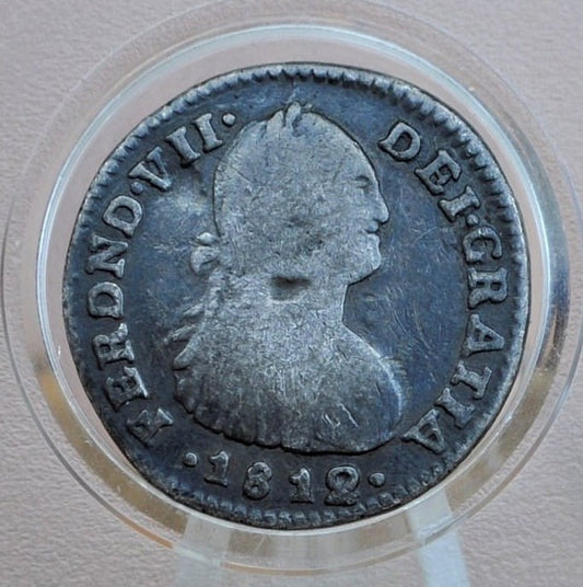 1812 Spanish 1 Real Colombia, NR-JF - Great Detail, Scarce Type - Spanish Silver Colonial Era Coin - Ferdinand VII - 1812 One Real Silver