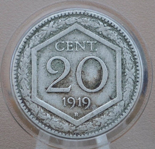1918 & 1919 Italian 20 Centesimi Coin - Vittorio Emanuele III - C.20 - VF (Very Fine) Condition; - 1919 Italy 20 Cent Coin 1918