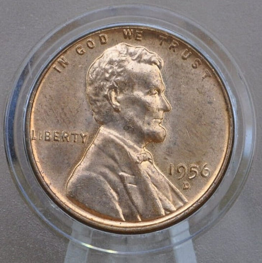 1956 D Wheat Penny - AU/BU Grade / Condition - Collectible Coin (Denver Mint) - Wheat Back Pennies / Wheat Ear Cents
