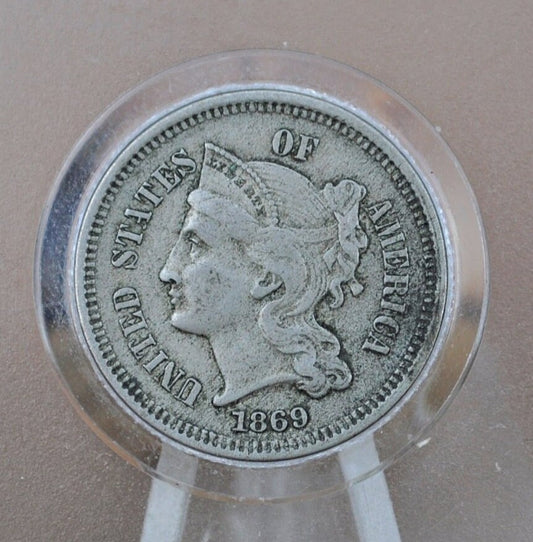 1869 Three Cent Nickel US Coin - Choose by Grade / Condition - Civil War Era - 3 Cent Nickel 1869