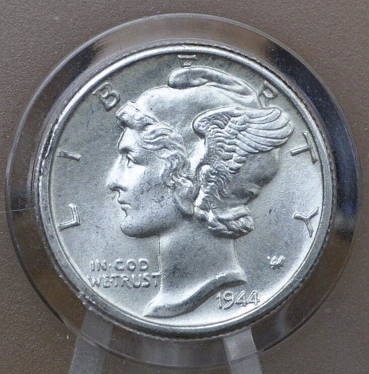 1944 D Mercury Dime - BU (Uncirculated) Grade / Condition - 1944 D Winged Liberty Head Dime 1944D Silver Dime - Denver Mint