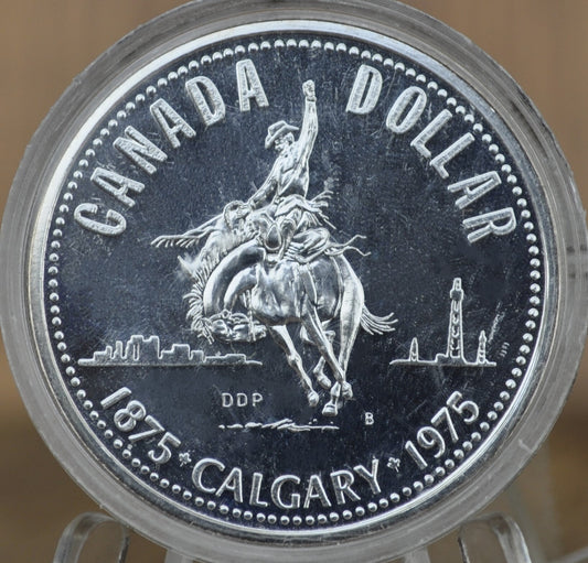 1975 Canadian Silver Dollar - BU (Uncirculated), Prooflike - 50% Silver - 1975 Calgary Dollar