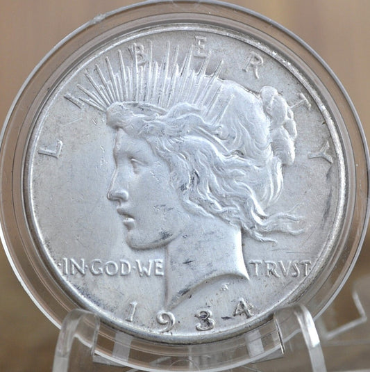 1934-S Peace Dollar - AU (About Uncirculated) Details - 1934 S Peace Silver Dollar - San Francisco Mint - Semi-Key Date Silver Dollar 1934 S