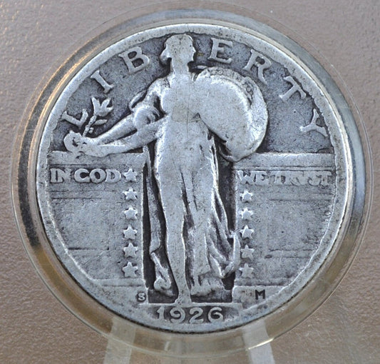 1926 S Standing Liberty Quarter - VG - 1926-S Standing Liberty Silver Quarter - San Francisco Mint Mark