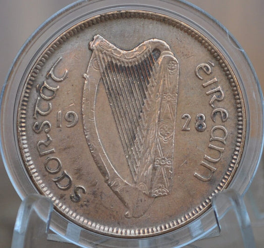 1928 Irish 1 Penny - VF/XF Grade / Condition - 1928 One Cent Ireland / UK - Hen with Chicks Design Irish Coins - Irish Coins