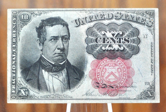 5th Issue Fractional Currency 10 Cents (Fr#1266) - F (Fine) Grade / Condition - 1849-1850 Fifth Issue Fractional Note Number 1266, Short Key