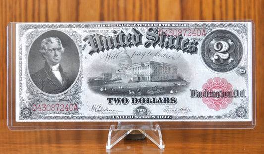 1917 2 Dollar Bill - Fr#60 - AU Grade / Condition - Rarer Note - 1917 Horse Blanket Note Two Dollar Bill Bracelet back Fr#60 Fr60