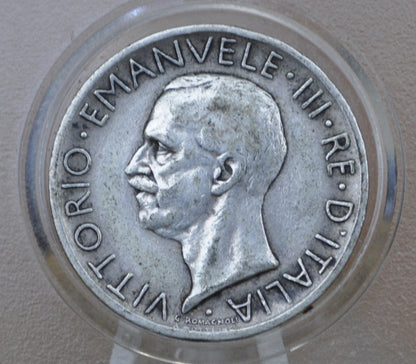1926 Italian 5 Lira Silver Coin - Five Lira 1926 - High Grade, XF (Extremely Fine) Condition; Rarer Coin - Beautiful Design & Artwork - Italy Silver