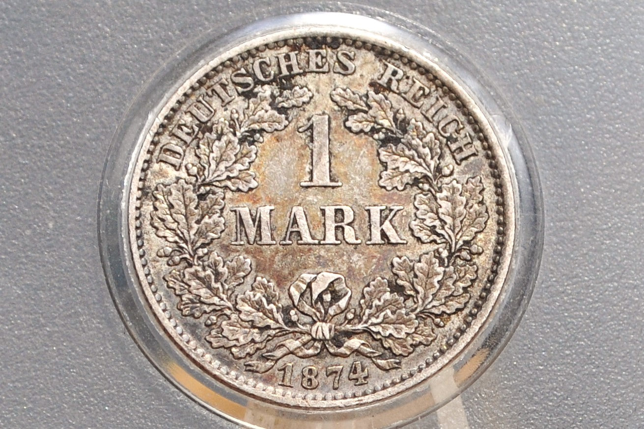1874 German 1 Mark, D Mint Mark - XF45 Condition - German Empire Silve ...