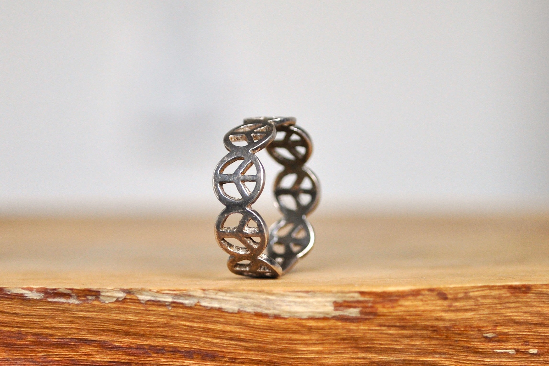 Calming Sterling Silver Peace Symbol Toe/Knuckle Ring - Size 5 - 925 P ...