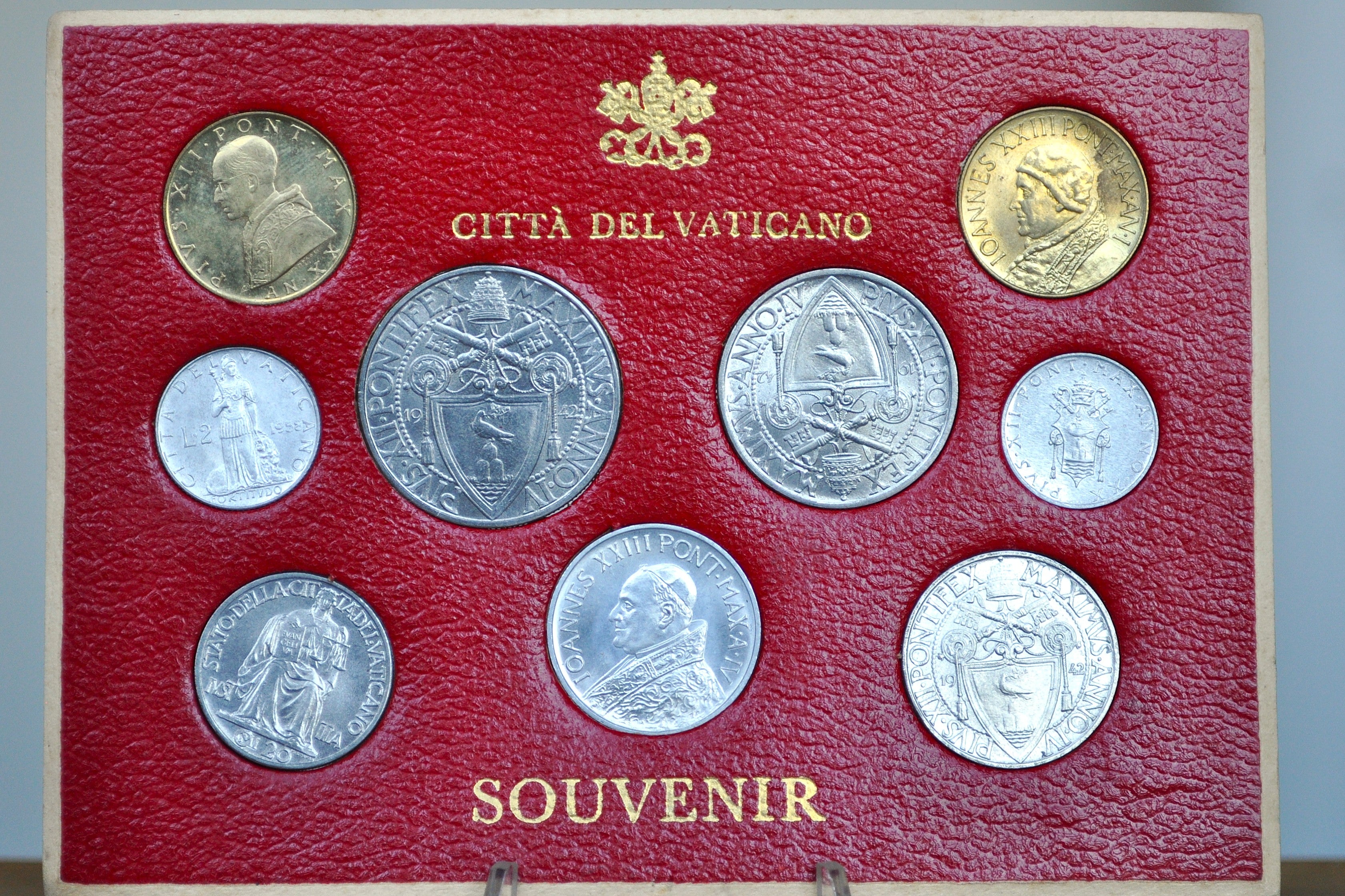 Citta Del Vaticano Coin Souvenir Set - 9 Coin Vatican Set - Catholic C ...