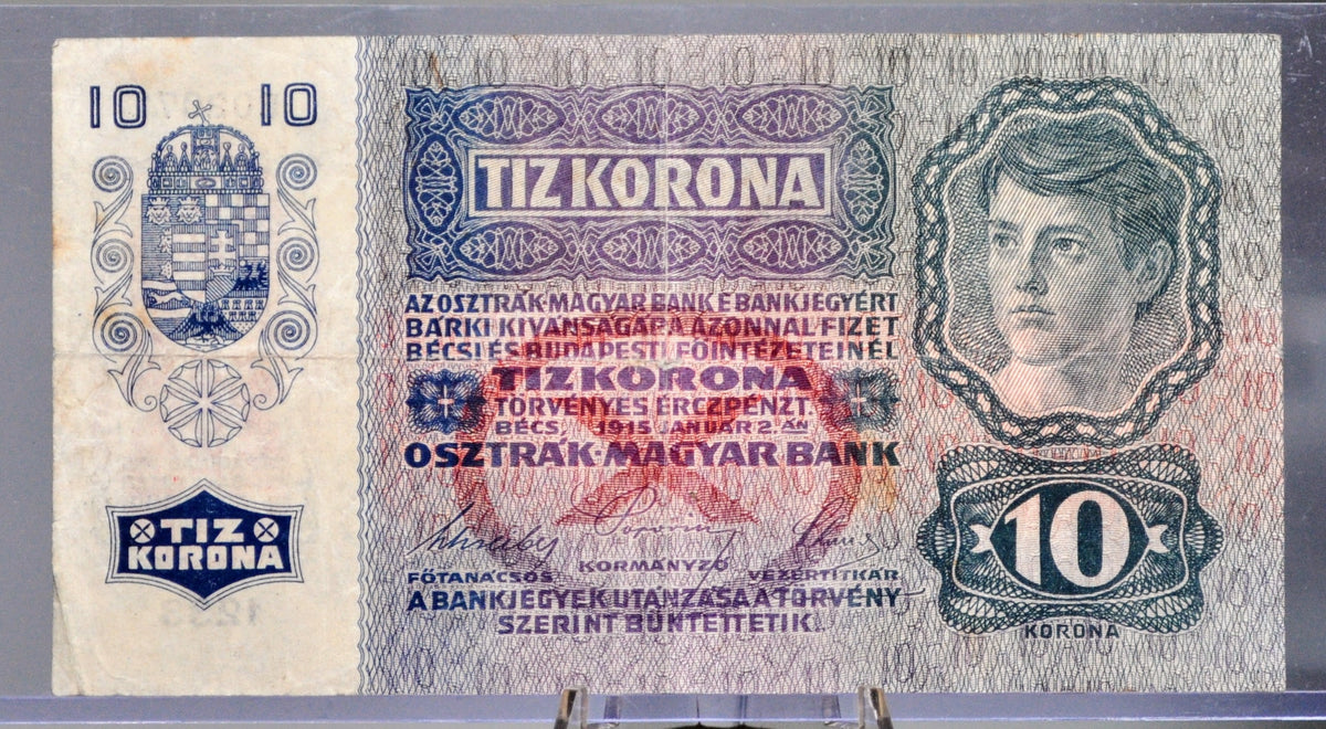 1915 (1919) Austria-Hungary 10 Kronen Note - WWI Austria-Hungary Note ...