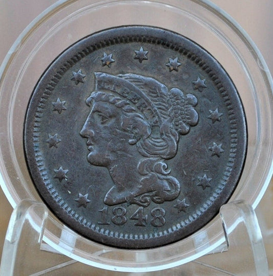 1848 Braided Hair Large Cent - Choose by Grade VG-VF - 1848 Coronet Cent - 1848 US Large Cent - Braided Hair 1839 to 1857