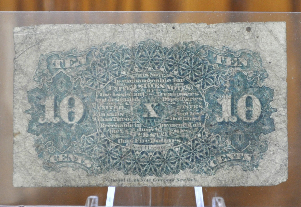 Authentic 1863 10 Cent Fractional Note Fr#1257 / 1863 Fractional Curre ...