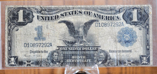 1899 1 Dollar Silver Cert. Black Eagle Fr#233 - VG (Very Good) Grade - Rare Note 1899 Large Note 1 Dollar Bill 1899 Silver Cert Fr233