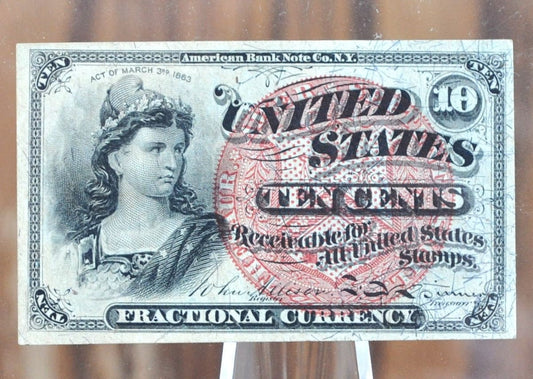 Authentic 10 Cent Fourth Issue Fractional Note Fr#1259 - CCU (Choice Unc.) 1863 Fractional Money, 4th Issue Ten Cent Fractional Fr1259