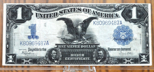 1899 1 Dollar Silver Cert. Black Eagle Fr#236 - XF (Extremely Fine) Grade - Rare Note 1899 Large Note 1 Dollar Bill 1899 Silver Cert Fr236