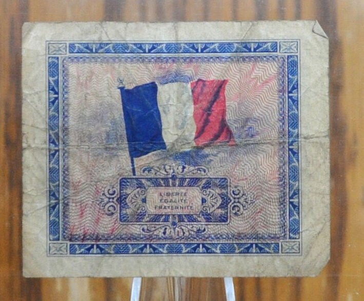1944 Allied Military France 2 Franc Note - WWII Era French Bank Note ...