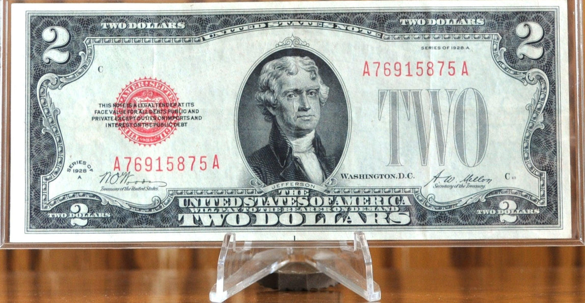 1928A Legal Tender 2 Dollar Note - Almost Uncirculated (AU) - Woods/Me ...