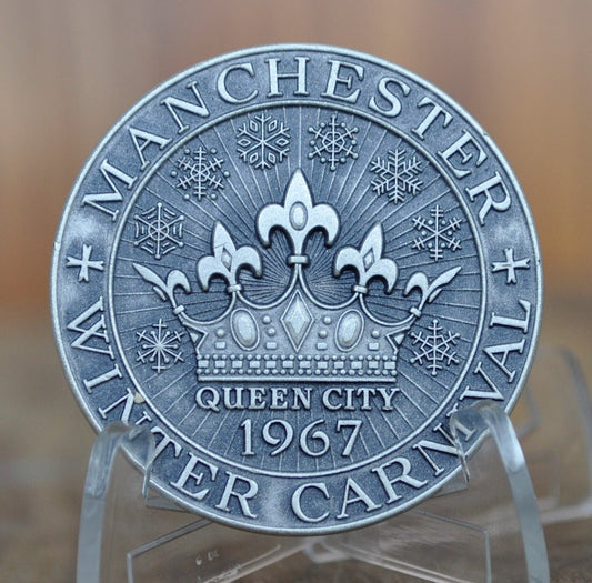 Manchester NH Winter Carnival Town Medal - Sterling Silver, Bronze - Manchester New Hampshire Queen City Medal - Town Medals