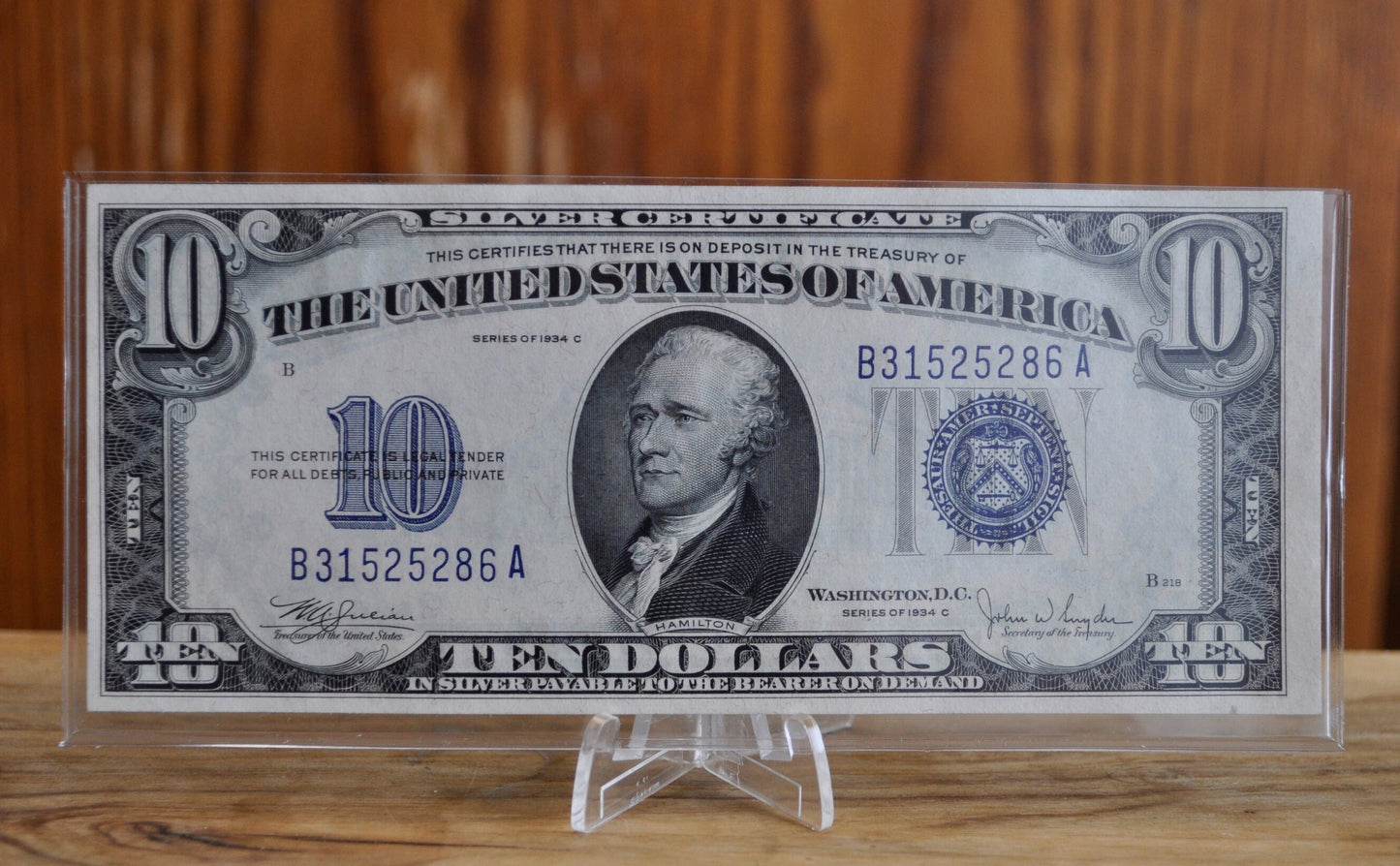 1934 C 10 Dollar Silver Certificate CU (Choice Uncirculated) Grade 1934 C 10 Dollar Silver Certificate CU (Choice Uncirculated) Grade